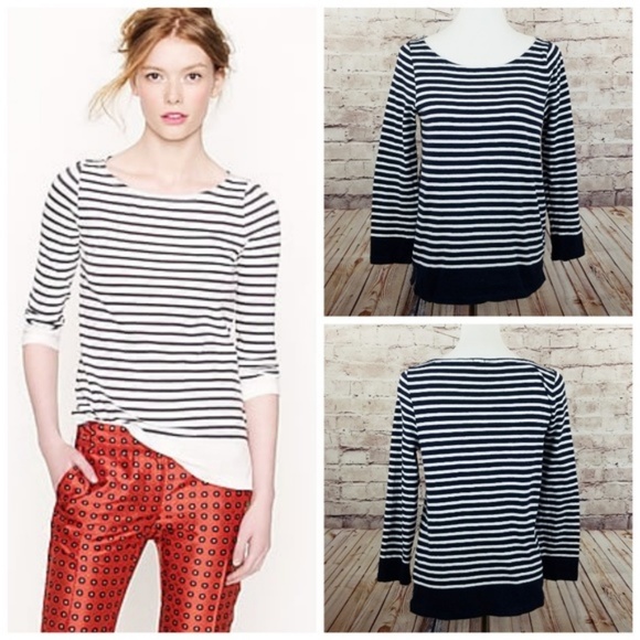 J. Crew Tops - NWT J. Crew Sailor Boatneck Tee Navy/White XS